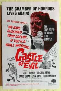 k152 CASTLE OF EVIL one-sheet movie poster '66 Virginia Mayo, terrifying!