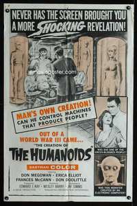 k181 CREATION OF THE HUMANOIDS one-sheet movie poster '62 cool sci-fi!