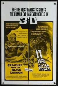 k182 CREATURE FROM BLACK LAGOON/IT CAME fromOUTER SPACE one-sheet movie poster '72
