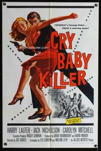 k187 CRY BABY KILLER one-sheet movie poster '58 first Jack Nicholson!