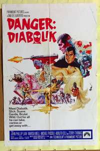 k196 DANGER DIABOLIK one-sheet movie poster '68 Mario Bava, John P. Law