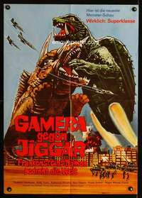 h034 GAMERA VS MONSTER X German movie poster '70 cool battle image!