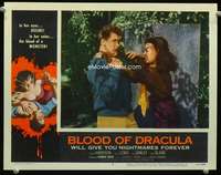 h314 BLOOD OF DRACULA movie lobby card #5 '57 she's choking him!