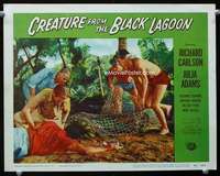 h333 CREATURE FROM THE BLACK LAGOON movie lobby card #6 '54 caught!