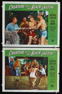 h632 CREATURE FROM THE BLACK LAGOON 2 movie lobby cards '54 classic!
