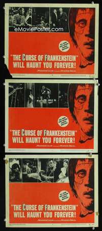 h584 CURSE OF FRANKENSTEIN 3 movie lobby cards '57 Peter Cushing