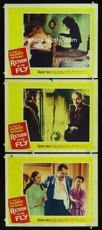 h609 RETURN OF THE FLY 3 movie lobby cards '59 Vincent Price, sci-fi!