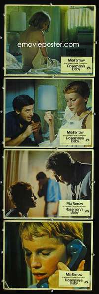 h574 ROSEMARY'S BABY 4 movie lobby cards '68 Polanski, Mia Farrow