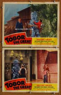 h663 TOBOR THE GREAT 2 movie lobby cards '54 funky robot sci-fi!