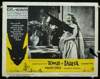 h467 TOMB OF LIGEIA movie lobby card #5 '65 cat woman attacks girl!