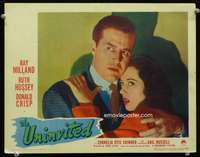 h471 UNINVITED movie lobby card #1 '44 Ray Milland & Ruth Hussey c/u!