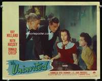 h472 UNINVITED movie lobby card #5 '44 Milland & Hussey at seance!