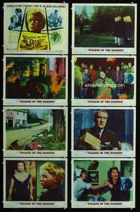 h535 VILLAGE OF THE DAMNED 8 movie lobby cards '60 George Sanders