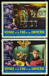 h668 VOYAGE TO THE END OF THE UNIVERSE 2 movie lobby cards '64 sci-fi!
