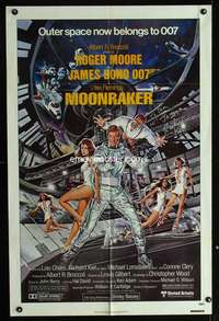h057 MOONRAKER signed one-sheet movie poster '79 Richard Kiel, James Bond!