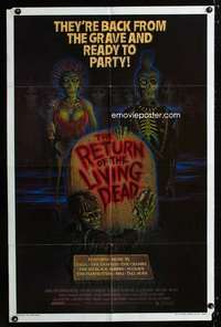 k568 RETURN OF THE LIVING DEAD one-sheet movie poster '85 wacky zombies!