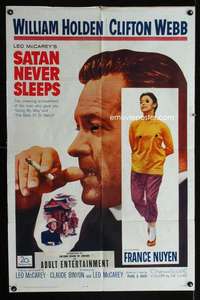 k576 SATAN NEVER SLEEPS one-sheet movie poster '62 William Holden, Nuyen