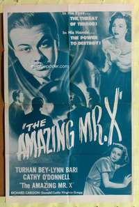 k071 AMAZING MR. X one-sheet movie poster R50s Turhan Bey, Lynn Bari