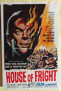 k659 TWO FACES OF DR JEKYLL one-sheet movie poster '61 House of Fright!