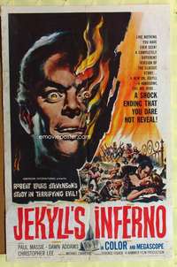 k660 TWO FACES OF DR JEKYLL one-sheet movie poster '61 Jekyll's Inferno!