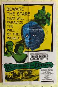 k674 VILLAGE OF THE DAMNED one-sheet movie poster '60 George Sanders