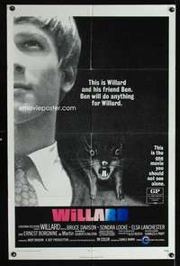 k698 WILLARD one-sheet movie poster '71 Bruce Davison, rat rampage!