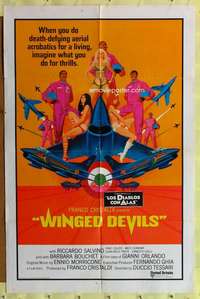k700 WINGED DEVILS int'l one-sheet movie poster '71 aerial acrobatics!