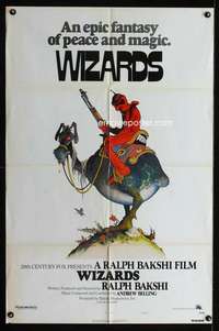 k705 WIZARDS one-sheet movie poster '77 Ralph Bakshi, William Stout art!