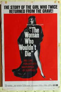k709 WOMAN WHO WOULDN'T DIE one-sheet movie poster '65 twice returned!