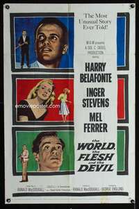 k712 WORLD, THE FLESH & THE DEVIL one-sheet movie poster '59 Belafonte
