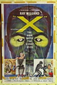 k713 X THE MAN WITH THE X-RAY EYES one-sheet movie poster '63 Roger Corman