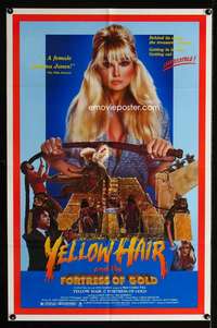 k715 YELLOW HAIR & THE FORTRESS OF GOLD one-sheet movie poster '84 wacky!