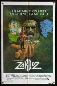 k717 ZARDOZ one-sheet movie poster '74 Sean Connery, John Boorman fantasy!