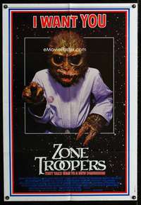 k720 ZONE TROOPERS one-sheet movie poster '85 Uncle Sam-like alien!