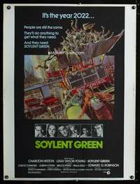 m075 SOYLENT GREEN Thirty by Forty movie poster '73 Charlton Heston, Solie art!