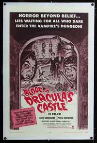 m252 BLOOD OF DRACULA'S CASTLE linen one-sheet movie poster '69 vampires!