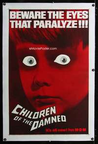 m256 CHILDREN OF THE DAMNED linen one-sheet movie poster '64 creepy image!