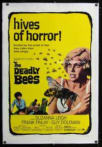 m257 DEADLY BEES linen one-sheet movie poster '67 deadly hives of horror!
