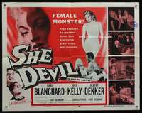 m015 SHE DEVIL half-sheet movie poster '57 inhuman female monster!