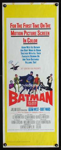 m045 BATMAN insert movie poster '66 Adam West, Burt Ward, DC Comics!