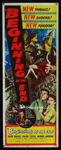 m046 BEGINNING OF THE END insert movie poster '57 giant bug image!