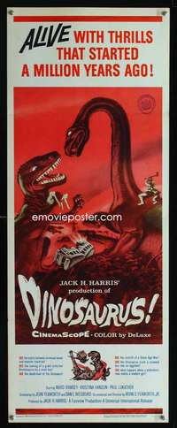 m049 DINOSAURUS insert movie poster '60 wild prehistoric monsters!