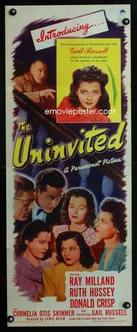 m065 UNINVITED insert movie poster '44 Ray Milland, Gail Russell