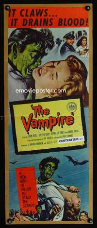 m066 VAMPIRE insert movie poster '57 it claws, it drains blood!