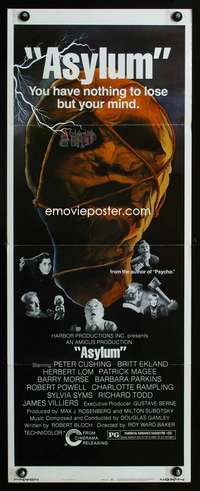m043 ASYLUM insert movie poster '72 Peter Cushing, Britt Ekland, Bloch