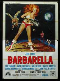 m119 BARBARELLA Italian two-panel movie poster '68 Jane Fonda, Roger Vadim