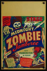 m024 MIDNIGHT ZOMBIE JAMBOREE Spook Show jumbo window card movie poster '40s