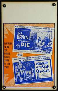 m032 BRAIN THAT WOULDN'T DIE/STAR CREATURES Benton window card movie poster '62