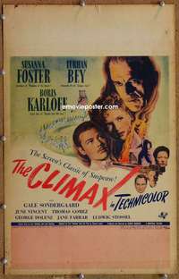 m033 CLIMAX window card movie poster '44 Boris Karloff, Turhan Bey, Foster
