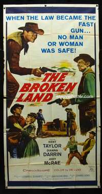 p258 BROKEN LAND three-sheet movie poster '61 Jody McCrea, Kent Taylor